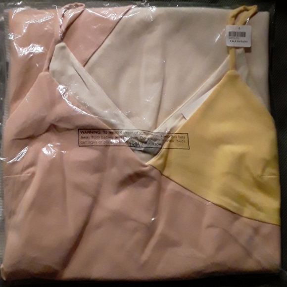 Cato Dress. Size L. Color Block. Pink Yellow Cream - Picture 3 of 3